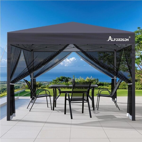 3x3m Gazebo ALFORDSON Outdoor Tent Mesh Wall Grey