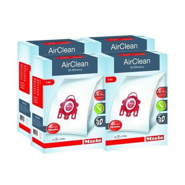 Miele Genuine FJM Bags HyClean 4 Boxes 16 Bags 8 Filters