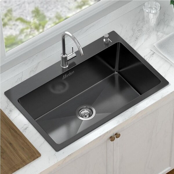 ALFORDSON Kitchen Sink Stainless Steel Basin 680X450MM Black