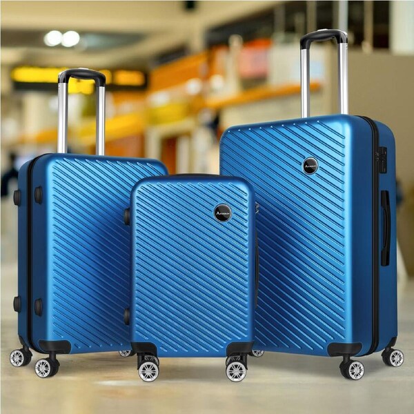 ALFORDSON Luggage Trolley Travel Suitcase Set TSA Hard Case Lightweight Strap Blue