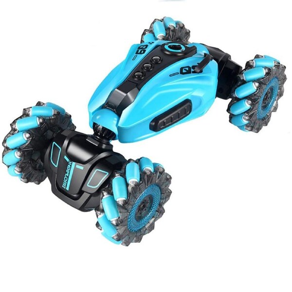Catzon RC Stunt Car 2.4GHz Remote Control Gesture Sensor Toy Cars 360 Rotation with Cool Lights Spray Music Blue