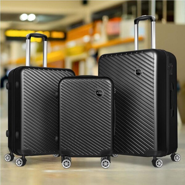 ALFORDSON Luggage Trolley Travel Suitcase Set TSA Hard Case Lightweight Strap Black