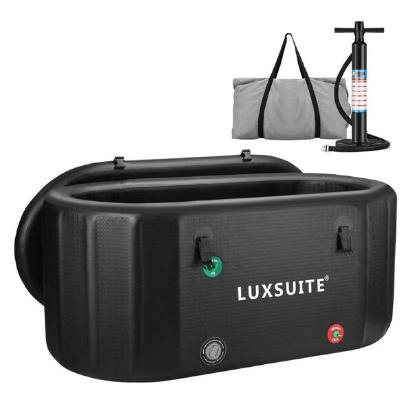 519L Ice Bath Tub Inflatable Portable Cold Plunge Hot Soaking XL Folding Insulated Spa Massage Water Chiller Compatibility Bucket Athletes Luxsuite