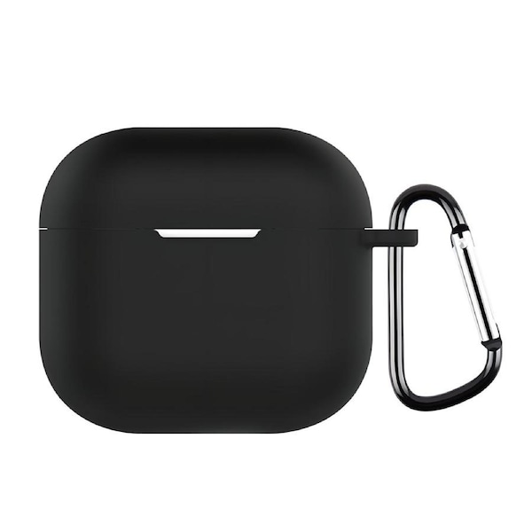For AirPods 4 Silicone Earphone Protective Case with Hook, Black