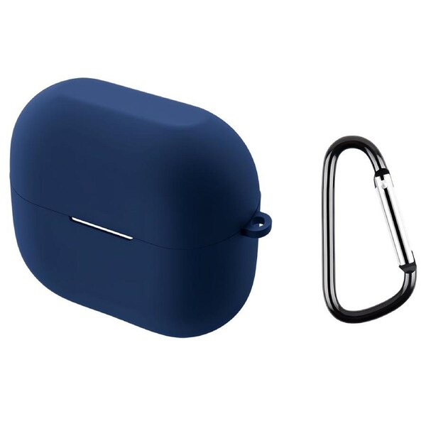 For Samsung Galaxy Buds 3 Case, Protective Silicone Cover, Carabiner Hook, Dark Blue
