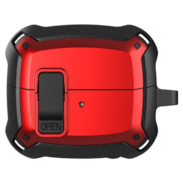 For Samsung Galaxy Buds 3 Pro Case, Switch & Hook Protective Armour Cover, Black Red