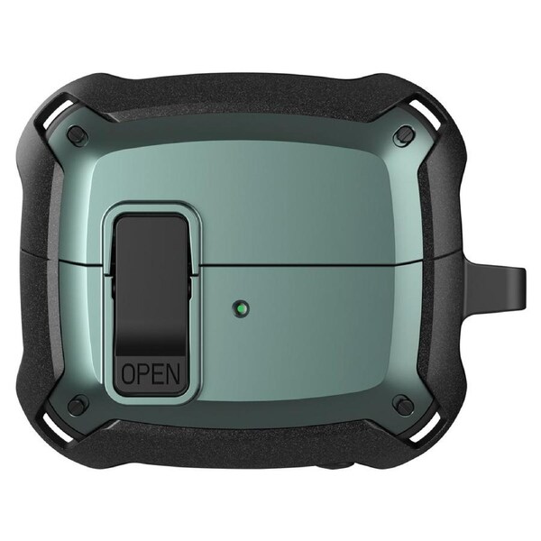 For Samsung Galaxy Buds 3 Case, Switch & Hook Protective Armour Cover, Black Green