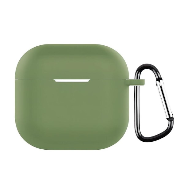 For AirPods 4 Silicone Earphone Protective Case with Hook, Matcha Green