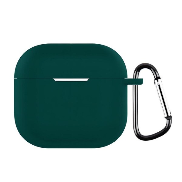 For AirPods 4 Silicone Earphone Protective Case with Hook, Dark Green