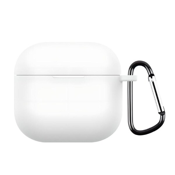 For AirPods 4 Silicone Earphone Protective Case with Hook, White