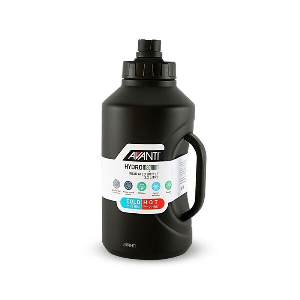 Avanti Insulated 2.2L Stainless Steel Gym Flask - Black