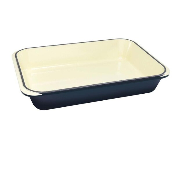 Chasseur Rectangular Roasting Pan 40 x 26cm - Cast Iron- Liquorice Blue