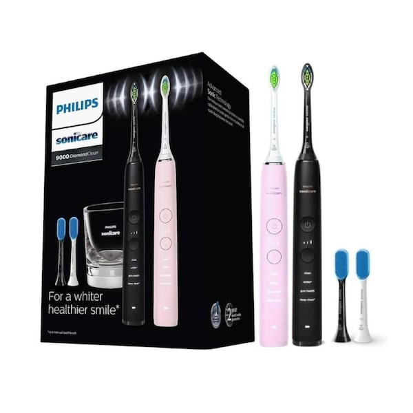 Philips Sonicare DiamondClean 9000 Black + Diamond Clean9000 Pink Electric Toothbrush - Bundle Pack