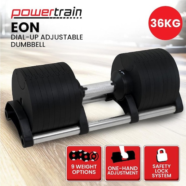 Powertrain Eon 36kg Dial-Up Adjustable Dumbbell Home Gym Weights