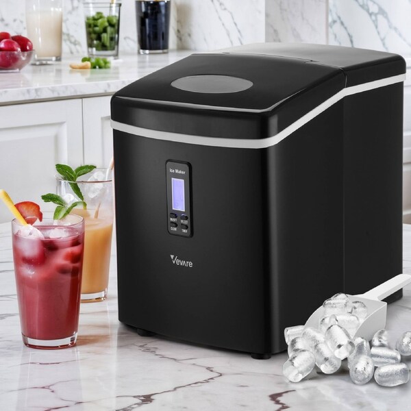 Vevare 3L Portable Ice Maker Machine 15kg Ice Cube Tray Bar Countertop Black
