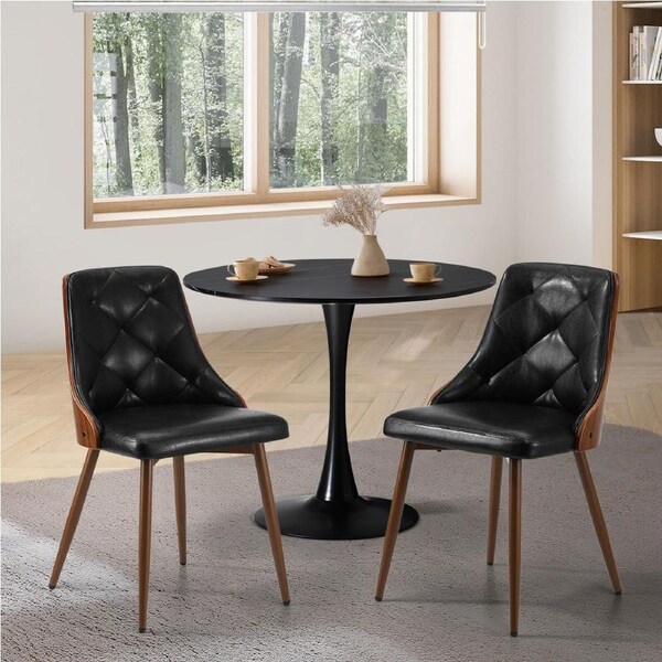 Oikiture 2x Upholstered Arm Dining Chair Cafe Lounge Leather Black