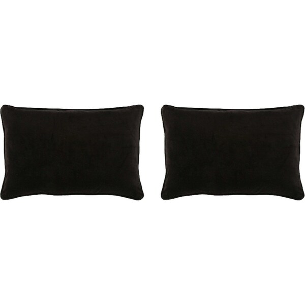 2x Belle Chelsea Velvet Cotton Cushion Cover Pillow Case 40x60cm Rectangle Black