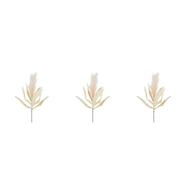 3x Belle Feather Pampas Stem Artificial Fake/Faux Flower Plant Decor 87cm Cream