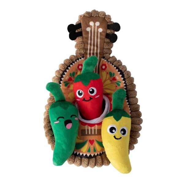 Fringe Studio Fiesta Till You Siesta Guitar & Chili Hide & Seek Burrow Dog Toy
