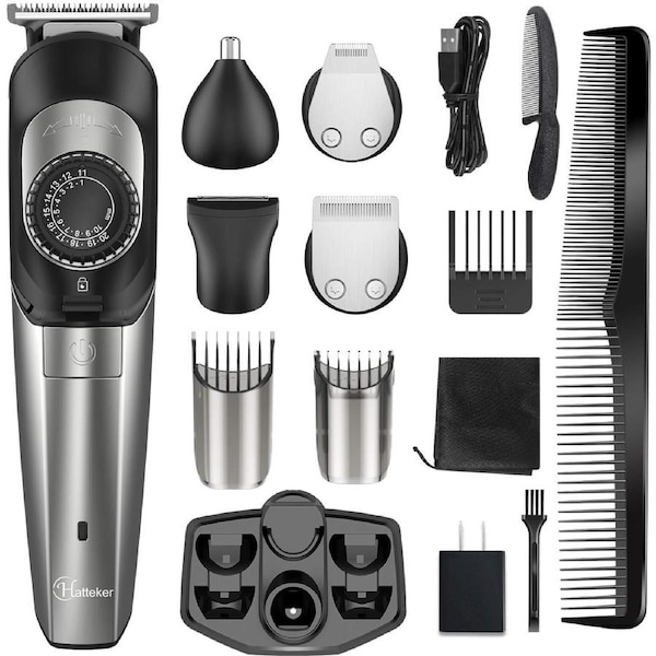 Hatteker Beard Trimmer for Men Hair Clipper Cordless Body Moustache Nose Hair Groomer Kit Precision Trimmer 5 in 1 USB Rechargeable