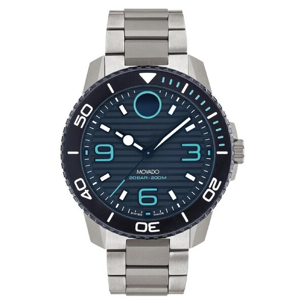 Movado Titanium Blue Dial Men's Swiss Made Watch - 3601122