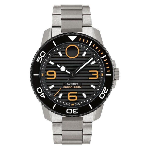 Movado Titanium Black Dial Men's Swiss Made Watch - 3601121