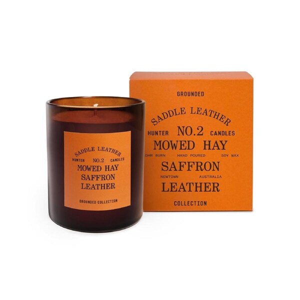 Hunter Candles Scented Candle No. 2 Saddle Leather, Mowed Hay, Saffron, Leather