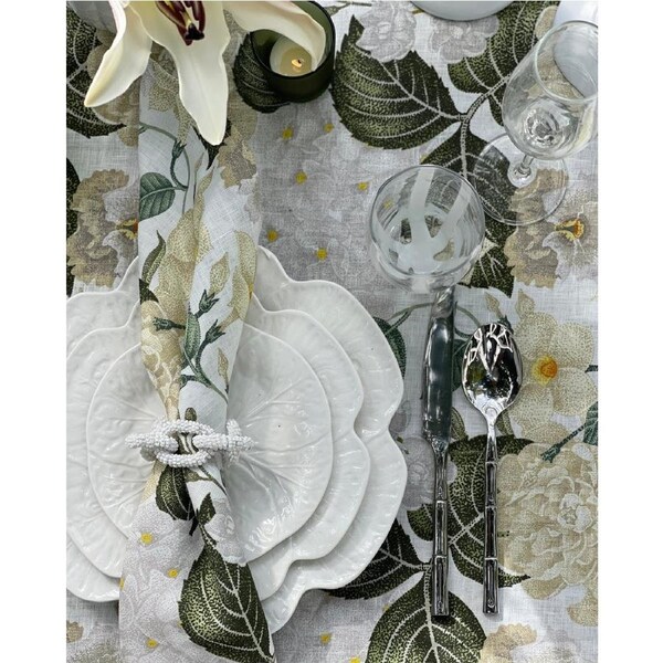 Set Of 4 100% Linen Napkins Fleur