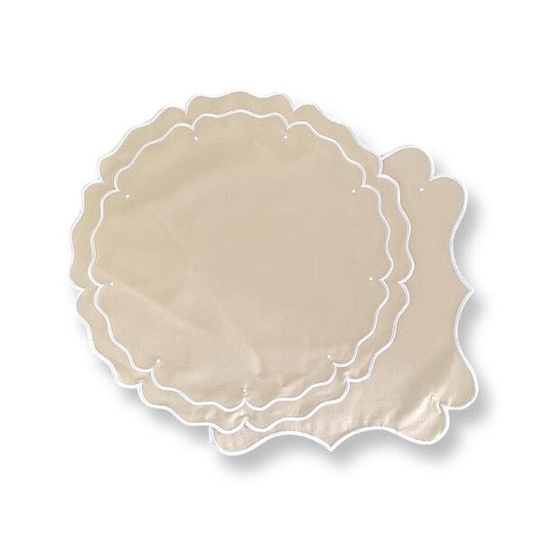8 Piece High Tea Round Ivory Placemat And Napkin Set
