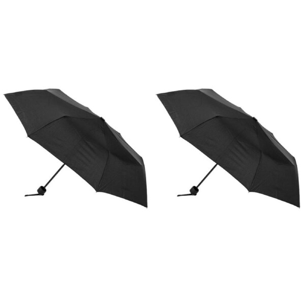 2x Clifton UPF50+ Manual Folding Wind Resistant Umbrella UV Sun Shade Black