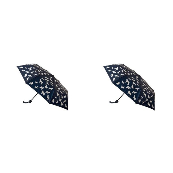 2x Clifton UPF50+ Navy w/ White Dog Print Mini Maxi Folding Wind Resist Umbrella
