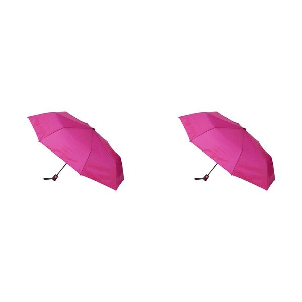 2x Clifton UPF50+ Auto Open Fashion Folding Wind Resistant Umbrella Deep Pink
