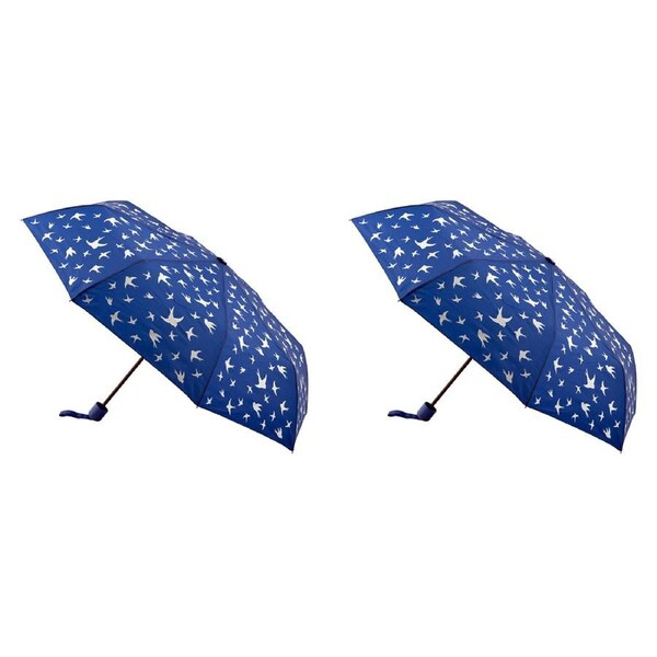 2x Clifton UPF50+ Royal w/ White Birds Mini Maxi Folding Wind Resist Umbrella