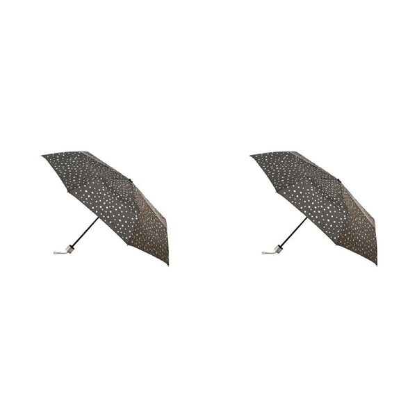 2x Clifton UPF50+ Grey w/ Silver Spots Mini Maxi Folding Wind Resist Umbrella