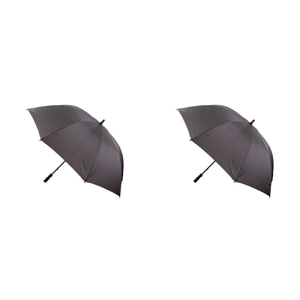2x Bobbie J Classic Manual Open Golf Wind Resist Umbrella Sun Cover Charcoal Grey