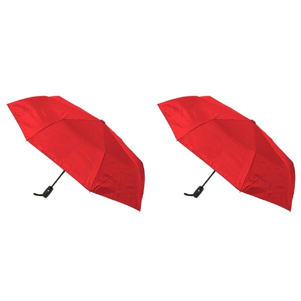 2x Clifton UPF50+ Auto Open Smooth Folding Windproof Umbrella Sun Shade Red