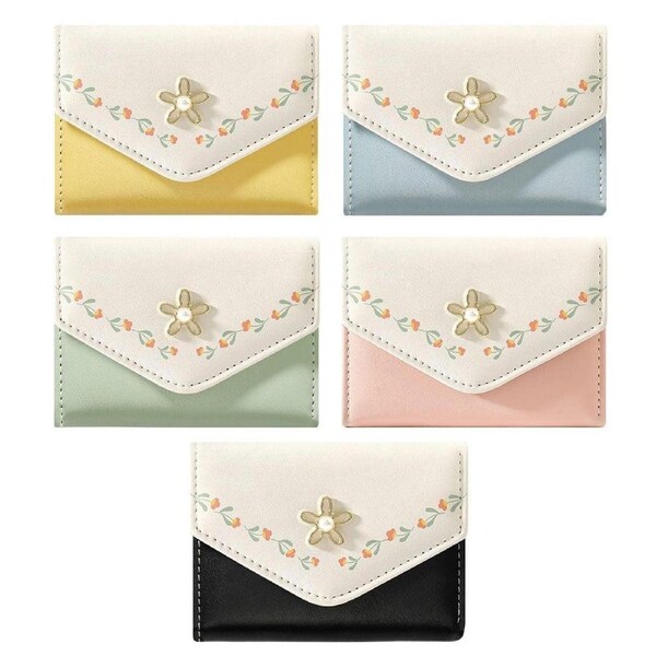 Small Wallet Women Tri-Folded Wallet Cash Pocket Flowers Card Holder Coin Purse