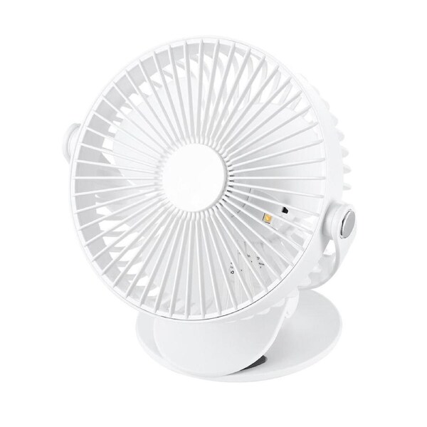 USB Desk Clip On Fan Portable Cooling Clamp Table Wall Battery Powered Air Circulator 360 Degree Rotation with Light for Car Stroller Travel Camping