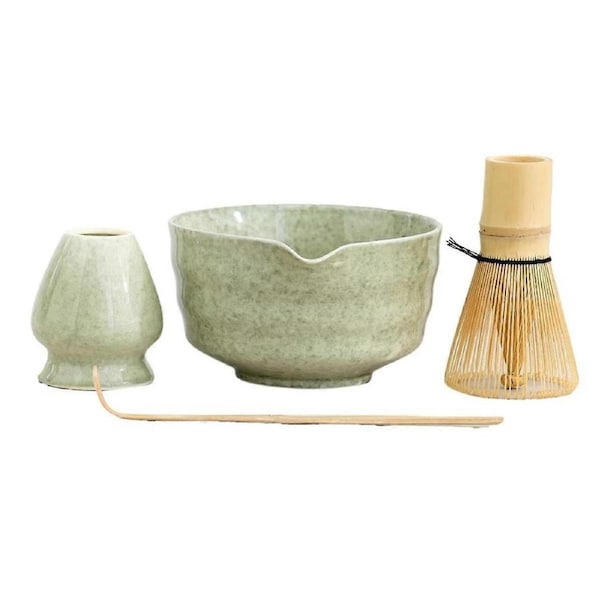 Matcha Set, Japanese Tea Set Includes Matcha Bowl with Spout, Matcha Holder, Bamboo Matcha and Bamb