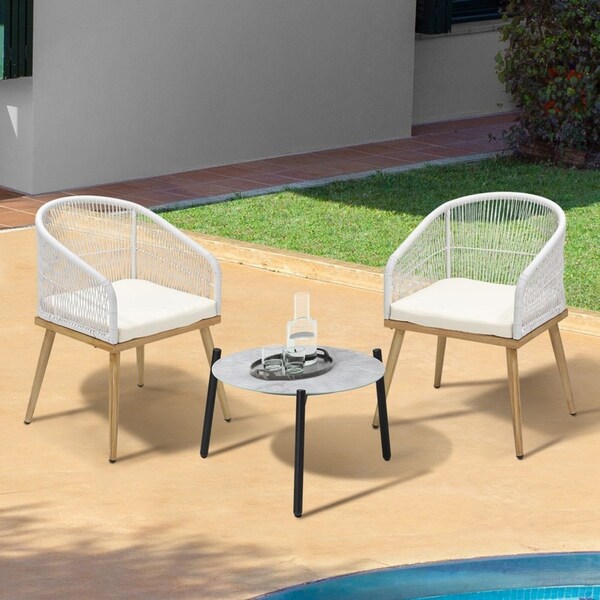 Livsip 3 Piece Outdoor Patio Setting Bistro Set Lounge Furniture Sets 50cm Table