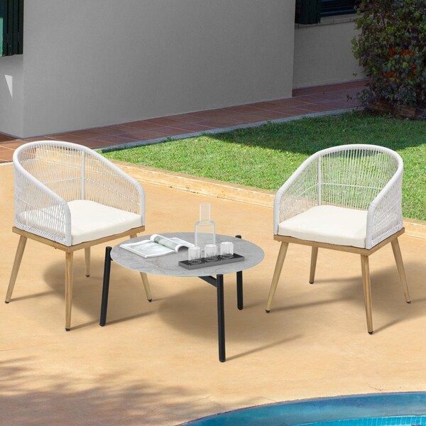 Livsip 3 Piece Outdoor Patio Setting Bistro Set Lounge Furniture Sets 70cm Table