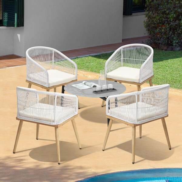 Livsip 5 Piece Outdoor Patio Setting Bistro Set Lounge Furniture Sets 70cm Table