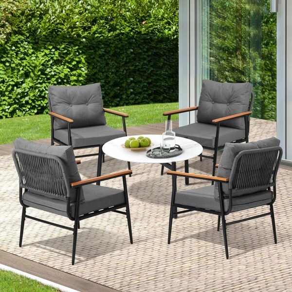 Livsip Outdoor Patio Setting 5 Piece Bistro Lounge Furniture Set 70cm Table