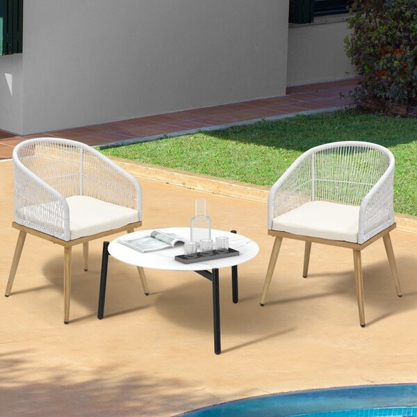 Livsip 3 Piece Outdoor Patio Setting Bistro Set Lounge Furniture Sets 70cm Table