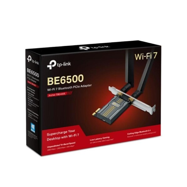 TP-Link Archer TBE400E BE6500 Wi-Fi 7 Bluetooth 5.4 PCIe Adapter, 6GHz@2882