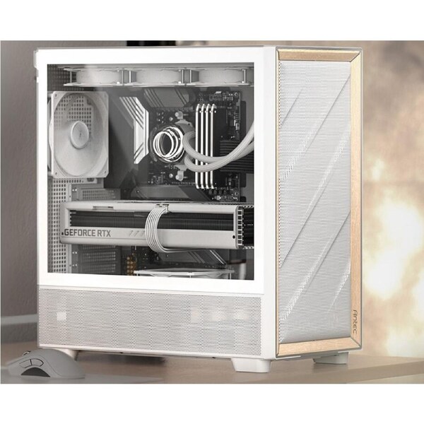 Antec Flux ATX, White Premium Birch Trim, 5x white PWM Performance Fans. Ultra