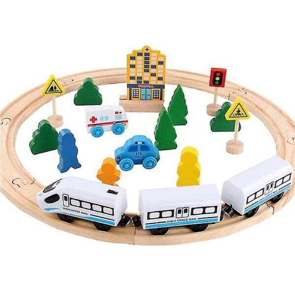Kids Electric Train Set Wooden Railway Toys Learning Educational Toys