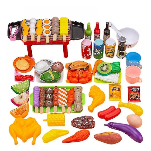64 Pcs Toy Bbq Grill Set, Kids Grill Playset, Little Chef Play, Cooking Kitchen Toy Set Interactive Bbq Toy Set For Kids, Utensils Cookware Toys, Pret