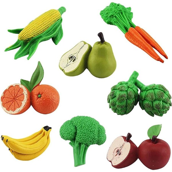 Kitchen Pretend Toy, 8PC Simulation Fruit And Vegetable Model Set Orange Banana Carrot Corn Broccoli Toy Children D-2