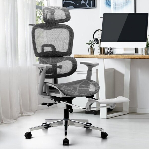 Oikiture Ergonomic Office Chair Mesh Executive Seat Computer Chairs Grey